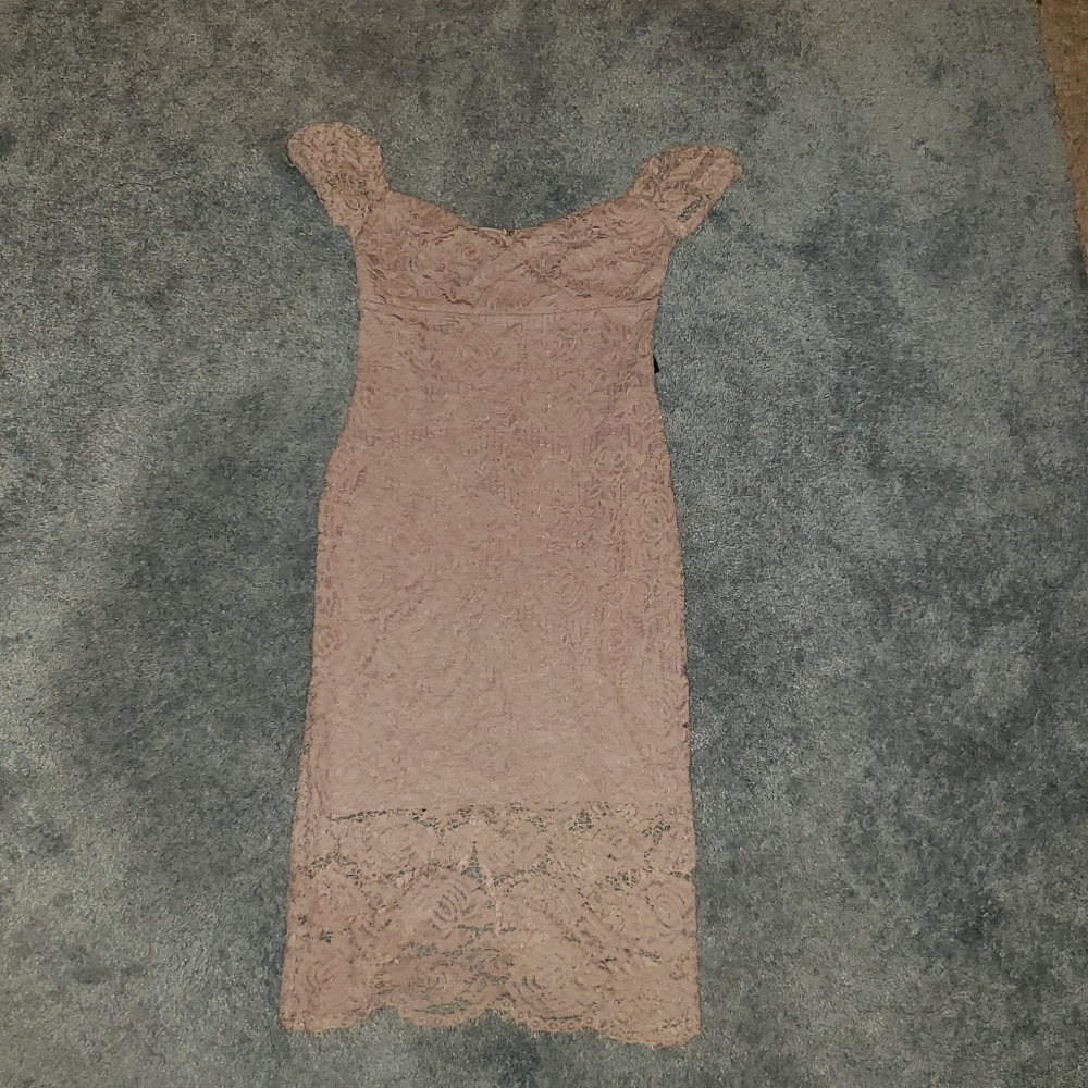 Express Taupe/ Nude Off the Shoulder Dress